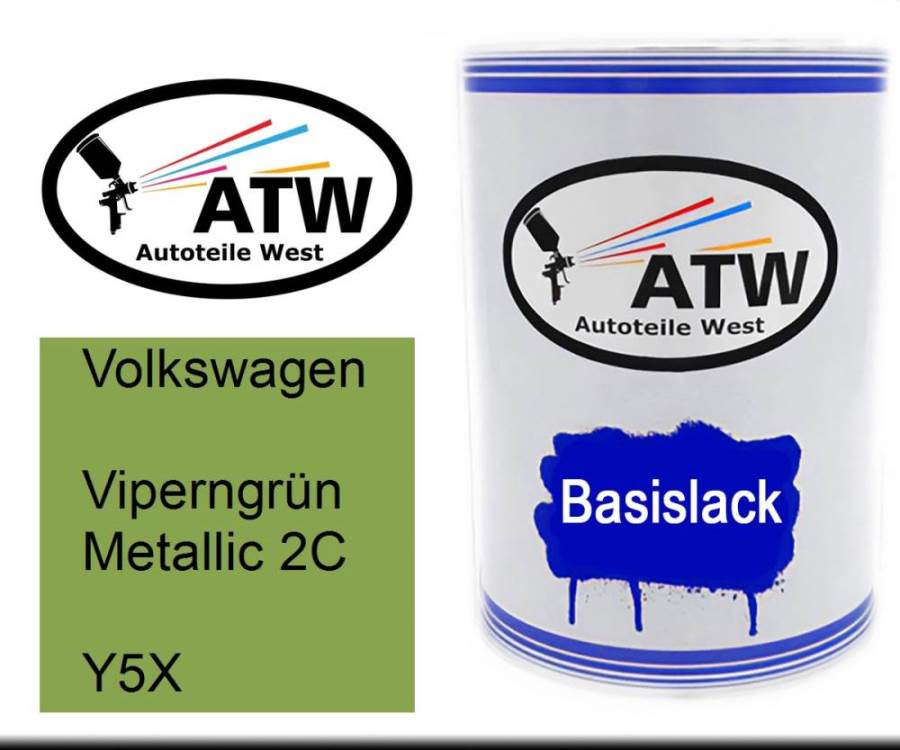 Volkswagen, Viperngrün Metallic 2C, Y5X: 500ml Lackdose, von ATW Autoteile West.